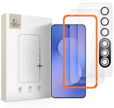 Produktbild von Tech-Protect Easy Set+ 3er-Pack gehärtetes Glas für Samsung Galaxy S25 Fe - Klar