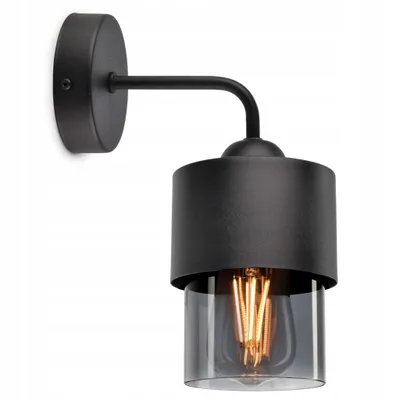 Produktbild von LUXOLAR Wandlampe Schwarz mit Glasschirm getöntes E27 60W - Wandleuchte Innen für Wohnzimmer, Küchen - Wandbeleuchtung