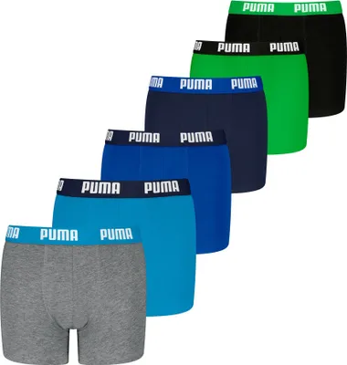 Produktbild von PUMA Jungen Boxer Shorts, 6er Pack - Everyday Basic Boxers ECOM 6P, Baumwolle Stretch Blau/Grau/Grün 122-128