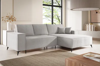 Produktbild von Ecksofas in L-Form ANTONIO ARAGON 294x185x81cm, Schenkel/Ottomane rechts oder links, Schlaffunktion & Bettkästen, Eckarniutur, Webstoff in Hellgrau