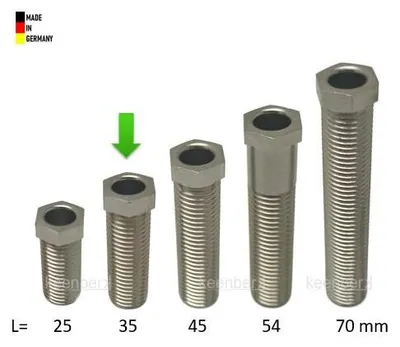 Produktbild von Universal Hohlschraube M12 x 1,5 vernickelt - Länge 35 mm passt bei vielen Spülen