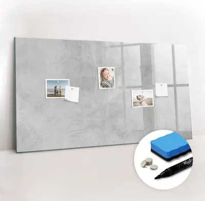 Produktbild von Magnetpinnwand Memoboard - Zubehörsatz - Schwarzer Marker + Schwamm + Magnete - 120 x 60 cm - Steinwand