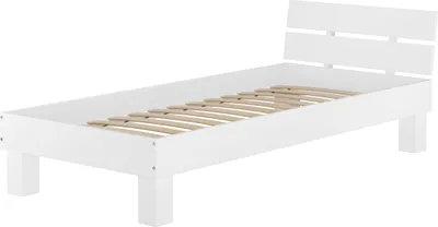 Produktbild von Einzelbett Buche massiv 90x200 Bett Bettrahmen Gästebett waschweiß Zubehör wählbar V-60.86-09WFederleisten