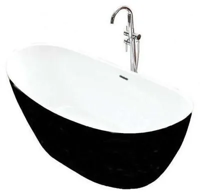 Image de Maya - Baignoire Îlot Ovale - Noir en Acrylique 150cm - Design Moderne