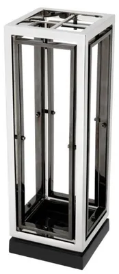 Image de Casa Padrino, porte-parapluies de luxe, modèle New York, en acier inoxydable plaqué, couleur argent, dimensions : 20 x 20 x 59 cm