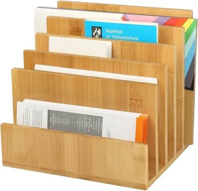 Productafbeelding van Famanu documentenhouder, 30 x 20 x 15 cm - bamboe, met 5 compartimenten