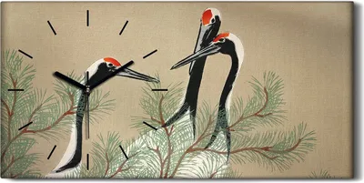 Produktbild von Wandbild Leinwand Bilder mit Uhr 60x30 Malerei Tiere Vögel Zweige Kunst - schwarze Hände
