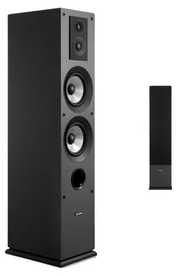 Productafbeelding van VEVOR staande luidsprekers, 3-wegs systeem met 1,91/2,54 cm tweeter, twee 13,34 cm woofers, 145 W piekvermogen, frequentiebereik van 70 Hz tot 20 kHz, MDF-behuizing, geschikt voor home audio, enkel