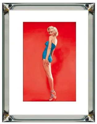 Obrázek produktu pro Casa Padrino designový obraz Marilyn Monroe se zrcadlovým rámem stříbrný / vícebarevný 60 x 4,5 x v. 80 cm - Dekorativní obraz na zeď - Nástěnné dekorace - Dekorativní doplňky