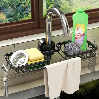 Produktbild von Schwammhalter für den Wasserhahn, Küchenspülen-Organizer, H?ngeablage für den Wasserhahn, Abtropfgestell für die Spüle