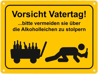 Produktbild von Vorsicht Vatertag Metallschild mit lustigem Warnmännchen Schild Blechschild