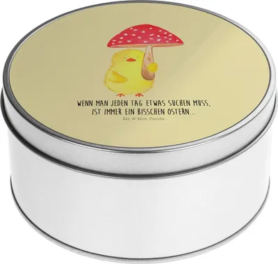 Produktbild von Mr. & Mrs. Panda Kaffeedose Küken Fliegenpilz - Gelb Pastell - Geschenk, Vorratsdosen, Vorratsdose, Ostern, Keksdose, Ostergrüße, Frohe, keksdosen, Osternest, Dose