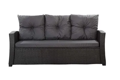 Obrázok produktu pre Vankúše na záhradnú pohovku Antracit| Sedadlo 168x52x7, operadlo 3*56x50| Edícia pre 3 osoby| Ratanový vankúš na pohovku| Sedací vankúš