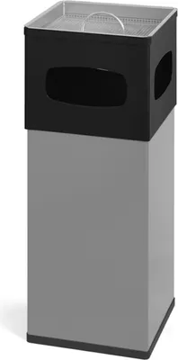 Produktbild von Kombiascher aus Aluminium mit Sieb | 50 Liter, HxBxT 82x30x30cm | Silber / Schwarz