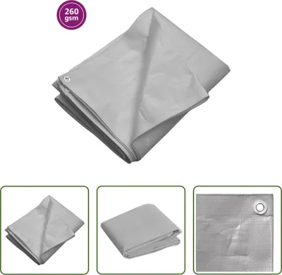 Produktbild von The Living Store Abdeckplane 260 g/m² 3x6 m Grau HDPE