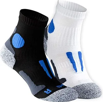 Produktbild von Uni Quarter Lauf- & Funktionssocken, 2 Paar  - Schwarz-Blau / Weiß-Blau - 43 - 46