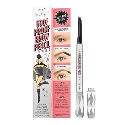 A Benefit Goof Proof Brow Shaping Pencil and its packaging are displayed against a white background.