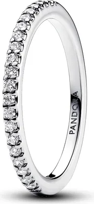 Produktbild von Pandora Ring Größe 58, Silber Bandring mit funkelnden Details, eleganter Schmuck für Damen