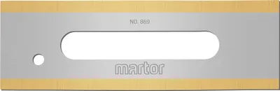 Produktbild von MARTOR Injektorklinge Nr. 869 (10 Stück) - Rostfreier Stahl mit TiN-Beschichtung - Abgerundete Spitzen für Sicherheit - 2-seitiger Schliff - Ersatzklinge
