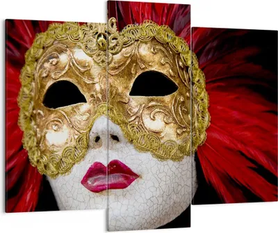 Produktbild von Bild auf Leinwand - Leinwandbild - Venezianische Maske Kostüm Spaß Feder - 130x100cm - Wand Bild - Wanddeko - Leinwanddruck - Bilder - Kunstdruck - Leinwand bilder - Wandkunst - CB130x100-0437