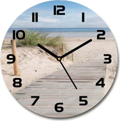Produktbild von Wanduhr aus Glas 30fi Glasbild Glasuhr Gehärtetes Glas - schwarze-zeiger - Beach