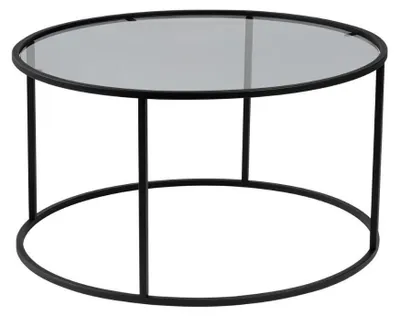Image de CALICOSY - Table basse ronde avec plateau en verre D80 cm - AURUM