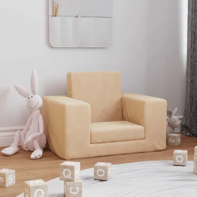 Produktbild von vidaXL Schlafsofa für Kinder Creme Weicher Plüsch