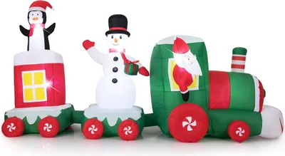 Produktbild von Aufblasbarer Weihnachtszug mit Weihnachtsmann, Schneemann und Pinguin