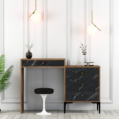 Obrázek produktu pro Skye Decor, Lisabon 555 - ořech, černá, toaletní stolek, ořech, 100 % MELAMÍNOVÁ DESKA, 124 x 40 x 84,7 cm