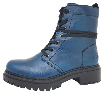 Imagen del producto de Zapatos de mujer Rieker, botas, cordones, color azul, para uso diario