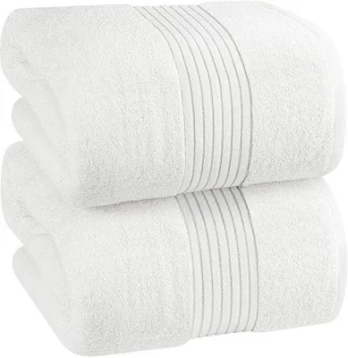 Productafbeelding van Unyqoos® Extra grote luxe handdoeken, set van 2, 90 x 180 cm, 100% gekamde, ringgesponnen katoen, zeer zacht en absorberend, met ophangoogjes