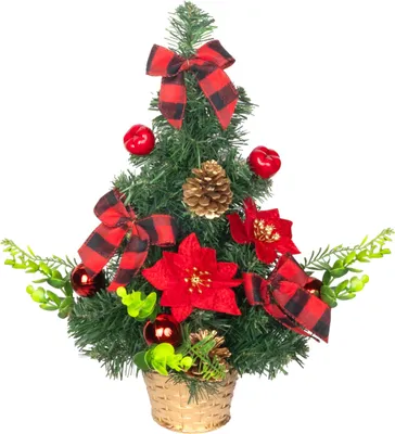 Image de Sapin de Noël MagicHome, décoré, rouge, 41 cm