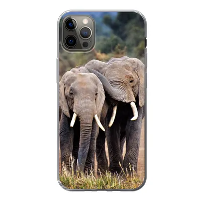 Produktbild von MuchoWow® Handyhülle Schutzhülle Hülle für iPhone 12 Pro Max Elefant - Tiere - Bäume - Natur Silikon Softcase Handy Hülle - Hartschale