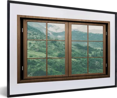 Produktbild von MuchoWow® MuchoWow® Gerahmtes Poster Aussicht - Bäume - Natur 60x40 cm - Poster mit zchwarzem Bilderrahmen - Schlafzimmer - Plakat in Rahmen - Drucken