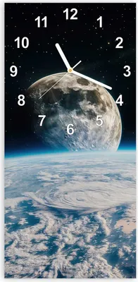 Produktbild von Wanduhr aus Glas mit Motiv Mondüberblick- 30 x 60 cm - inkl. Aufhängesystem