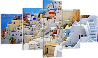 Produktbild von Bild auf Leinwand - Leinwandbild - Griechenland insel tourismus santorini - 125x70cm - Wand Bild - Wanddeko - Leinwanddruck - Bilder - Kunstdruck - Leinwand bilder - Wandkunst - EA125x70-2651