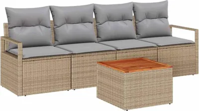 Obrázek produktu pro vidaXL Zahradní set křesel a pohovky, 5 kusů, béžová barva, polyratan