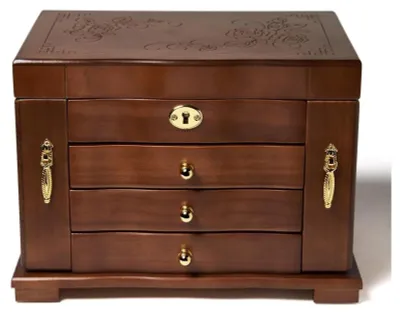 Image de Boîte à bijoux en bois avec miroir et 3 tiroirs