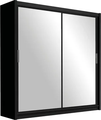 Produktbild von BETTSO Moderner schwarzer Kleiderschrank mit Spiegel NANTES 120 für das Schlafzimmer