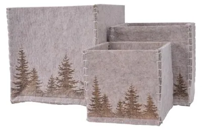 Produktbild von Aufbewahrungsbox  Ordnungsbox Polyester Bergszene braun 3-er Set