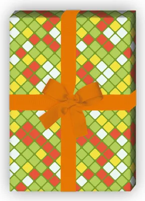 Produktbild von Modernes Designer Geschenkpapier, Dekorpapier mit 70er Jahre Farben, grün,  - G8690, 32 x 48cm