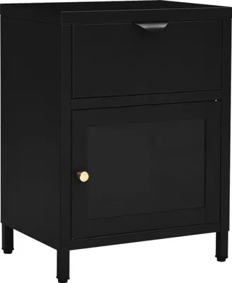 Produktbild von Nachttisch Schwarz 40x30x54,5 cm Stahl und Glas