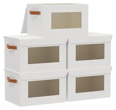 Immagine prodotto di Omgoods - Set di 5 contenitori portaoggetti con finestra e coperchio trasparente