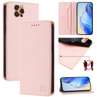 Produktbild von Lederhülle für Oukitel C17 Hülle Flip Brieftasche Kartenfächern Ständer Schutzhülle Pink