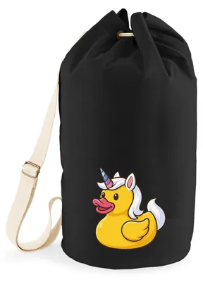 Produktbild von Huuraa Seesack Quietscheente Einhorn Gummiente Unicorn 20 Liter Black Baumwolle Rucksack Geschenkidee