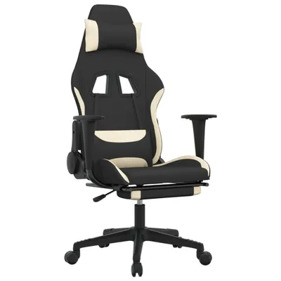 Immagine prodotto di Sedia da Gaming con Poggiapiedi Nero e Crema in Tessuto