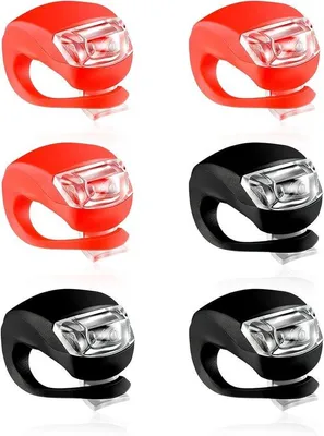 Immagine prodotto di Lampade da notte in silicone, 3 livelli di luminosità, impermeabili, nero + rosso, per biciclette