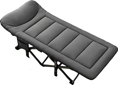 Image de Chaise longue de camping pliable - Pour l'extérieur, le jardin, le camping, la terrasse & la piscine - Lit de camp portable - Chaise longue confortable avec cadre en aluminium léger - Gris