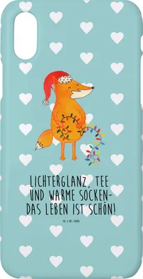 Produktbild von Mr. & Mrs. Panda Iphone 10 Handyhülle Fuchs Weihnachten - Türkis Pastell - Geschenk, Weihnachtsmann, Cover, Heiligabend, Nikolaus, Hülle, Weihnachtszeit, X, Winter, Handy