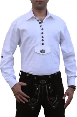 Produktbild von Trachtenhemd für Trachten Lederhosen Trachtenmode weiß GW1255, Größe:S